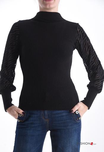 Camisola manga comprida Padrão misto com gola subida