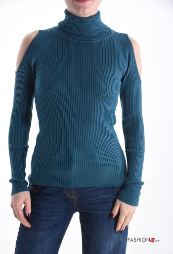 Maglione costine maniche lunghe a collo alto