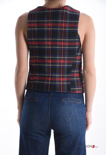 Tartan Gilet with buttons with v-neck - ph 2
