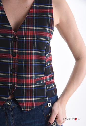 Tartan Gilet with buttons with v-neck - ph 4