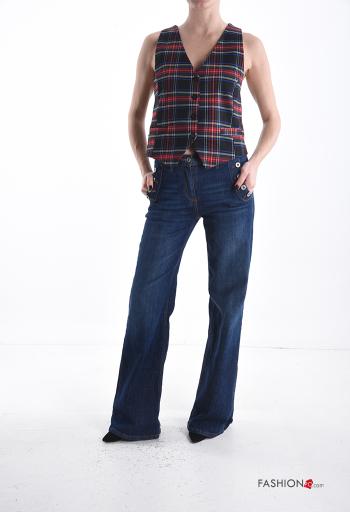 Tartan Gilet with buttons with v-neck - ph 5