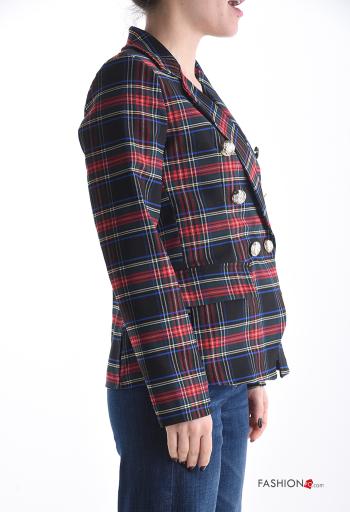 Tartan double-breasted long sleeve Jacket with buttons - ph 3