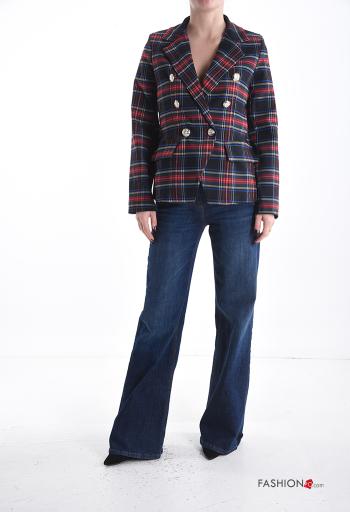 Tartan double-breasted long sleeve Jacket with buttons - ph 5