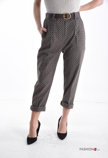 Pantalon à Imprimé Géométrique avec poches avec élastique avec ceinture