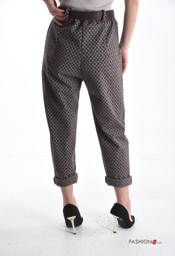 Pantalon à Imprimé Géométrique avec poches avec élastique avec ceinture - ph 2