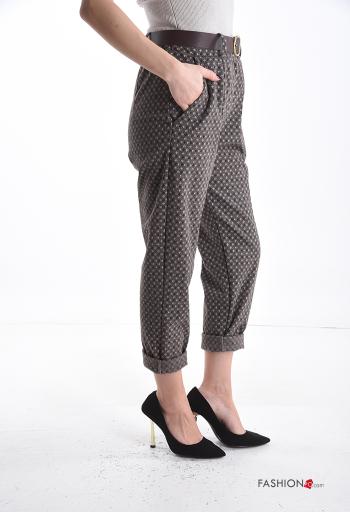 Pantalon à Imprimé Géométrique avec poches avec élastique avec ceinture - ph 3