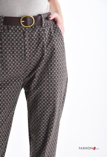 Pantalon à Imprimé Géométrique avec poches avec élastique avec ceinture - ph 4