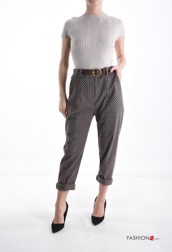 Pantalon à Imprimé Géométrique avec poches avec élastique avec ceinture - ph 5