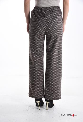 Geometric pattern wide leg Trousers with pockets with elastic - ph 2