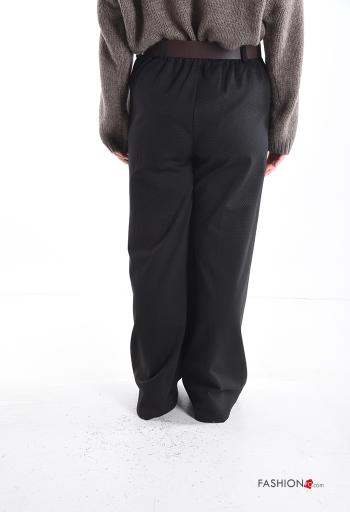 wide leg Trousers with belt with elastic with pockets - ph 2