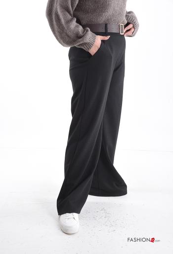 wide leg Trousers with belt with elastic with pockets - ph 3