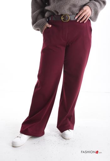 Trousers with belt with elastic with pockets