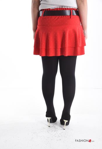 Mini skirt with belt with rhinestones with flounces - ph 2