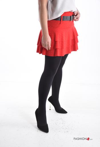 Mini skirt with belt with rhinestones with flounces - ph 3