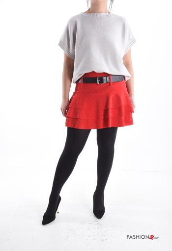 Mini skirt with belt with rhinestones with flounces - ph 5