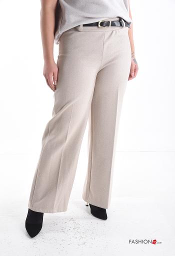 Chevron Muster wide leg Hose mit Gürtel mit gummizug mit Strasssteinen - ph 1