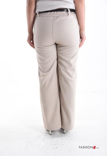 Chevron Muster wide leg Hose mit Gürtel mit gummizug mit Strasssteinen - ph 2