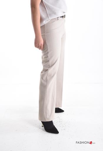 Chevron Muster wide leg Hose mit Gürtel mit gummizug mit Strasssteinen - ph 3