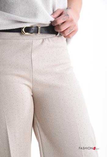 Chevron Muster wide leg Hose mit Gürtel mit gummizug mit Strasssteinen - ph 4