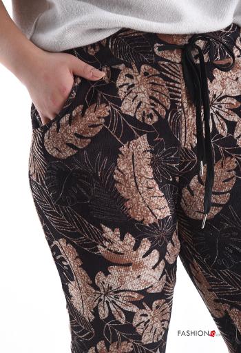 Blätterdruck skinny Hose mit Taschen mit kordelzug - ph 4