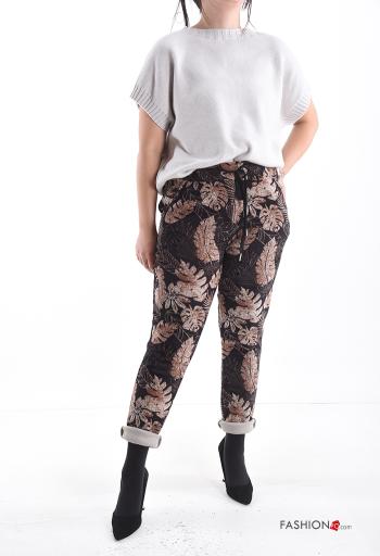 Blätterdruck skinny Hose mit Taschen mit kordelzug - ph 5