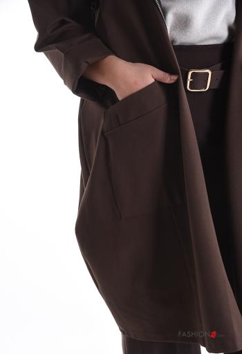 Cappotto con zip con tasche con cappuccio - ph 4