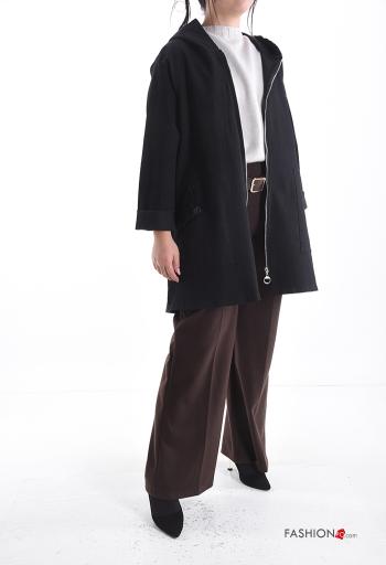 Giacca in Cotone con bottoni con cappuccio con zip con tasche