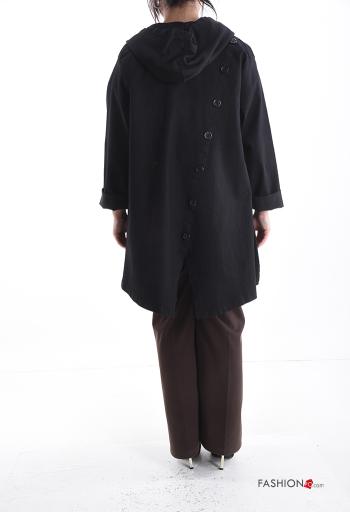 Giacca in Cotone con bottoni con cappuccio con zip con tasche - ph 2