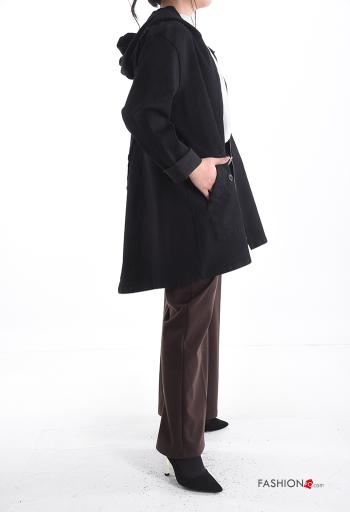 Giacca in Cotone con bottoni con cappuccio con zip con tasche - ph 3