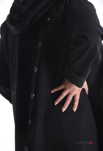 Giacca in Cotone con bottoni con cappuccio con zip con tasche - ph 4