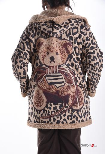 Giacca Teddy Bear Fantasia stampata con zip con tasche con cappuccio - ph 2