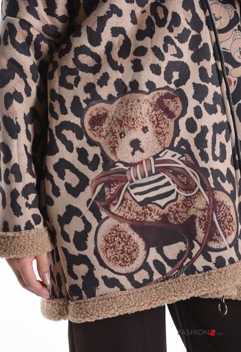 Giacca Teddy Bear Fantasia stampata con zip con tasche con cappuccio - ph 4