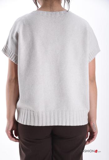 kurze ärmel u-boot ausschnitt Strickpullover - ph 2