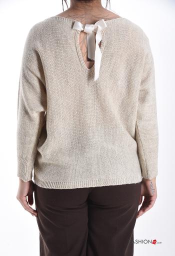 Lurex Strickpullover aus Wollmischung mit Band - ph 2