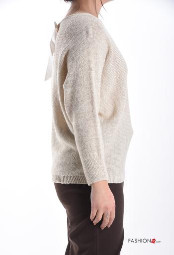 Lurex Strickpullover aus Wollmischung mit Band - ph 3