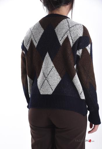 Geometric pattern crew neck Sweater - ph 2