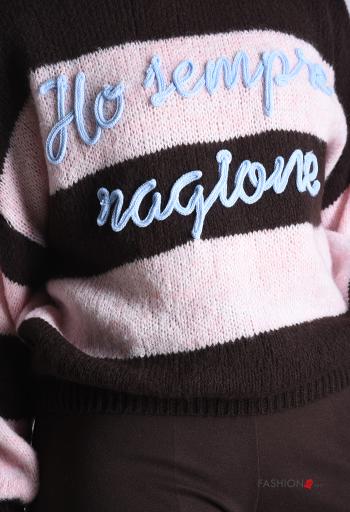 Lettering print crew neck Wool Mix Sweater - ph 4