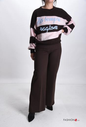 Lettering print crew neck Wool Mix Sweater - ph 5