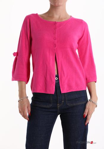 Cardigan maniche a tre quarti con bottoni con fiocco - ph 1