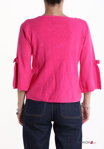 Cardigan maniche a tre quarti con bottoni con fiocco - ph 2