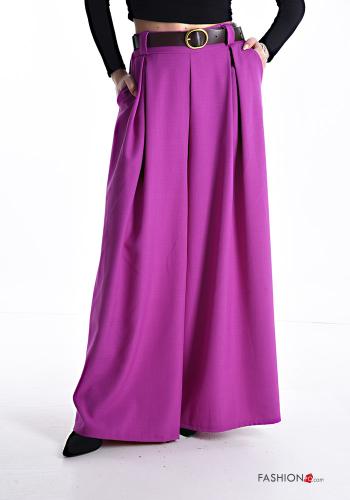 wide leg Hose mit Gürtel mit gummizug mit Taschen - ph 1
