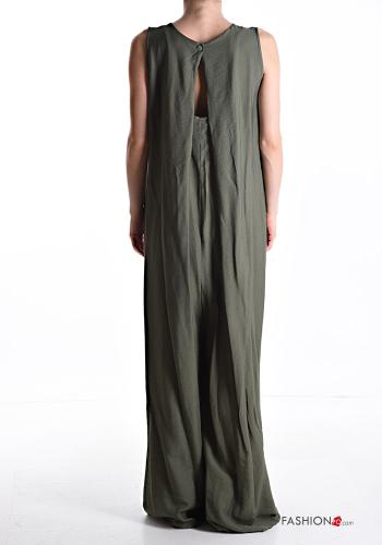 wide leg long Jumpsuit with pockets with v-neck - ph 2