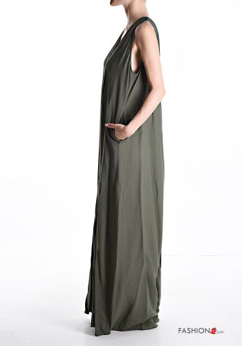 wide leg long Jumpsuit with pockets with v-neck - ph 3