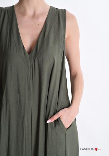 wide leg long Jumpsuit with pockets with v-neck - ph 4