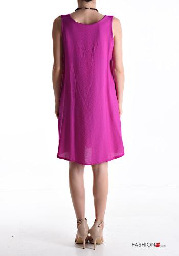 crew neck Sleeveless Dress with necklace with pockets - ph 2