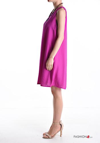 crew neck Sleeveless Dress with necklace with pockets - ph 3