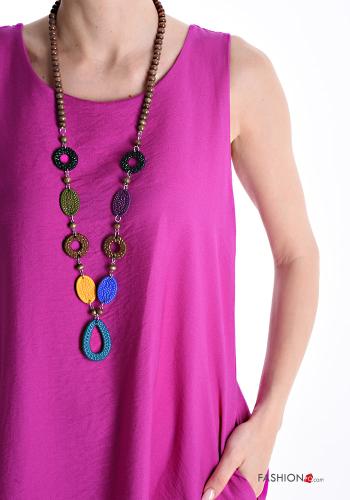 crew neck Sleeveless Dress with necklace with pockets - ph 4