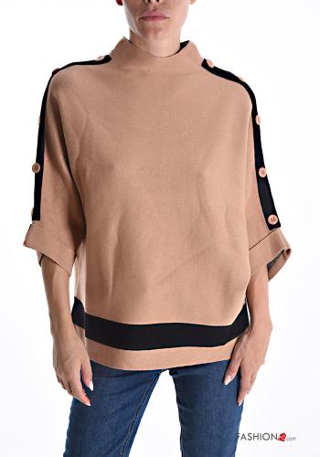 Strickpullover Rollkragen- 3/4 ärmel mit Knöpfen - ph 1