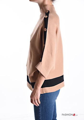 Strickpullover Rollkragen- 3/4 ärmel mit Knöpfen - ph 3