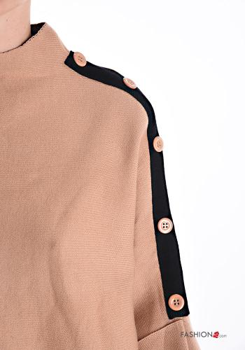 Strickpullover Rollkragen- 3/4 ärmel mit Knöpfen - ph 4